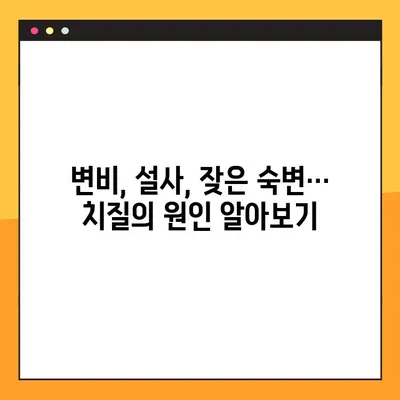 치질 초기 증상, 놓치지 말고 확인하세요! | 원인, 증상, 대처법 완벽 가이드