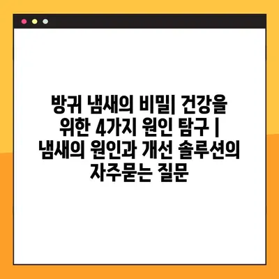 방귀 냄새의 비밀| 건강을 위한 4가지 원인 탐구 | 냄새의 원인과 개선 솔루션