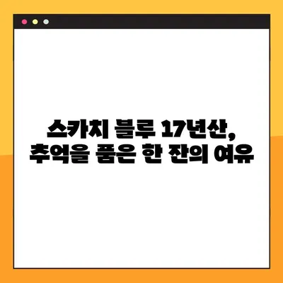 스카치 블루 17년산으로 떠나는 추억의 향연 | 깊은 풍미와 감동의 시간
