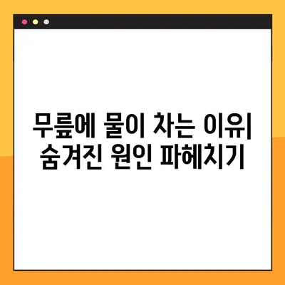 무릎에 물이 차는 이유? | 원인, 증상, 치료, 예방까지 완벽 가이드