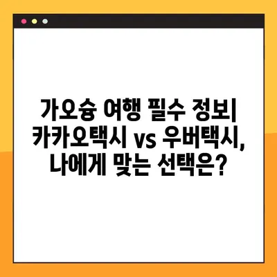 가오슝 이동의 선택| 카카오택시 vs 우버택시 | 가격, 편의성 비교 & 추천