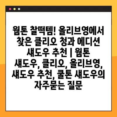 웜톤 찰떡템! 올리브영에서 찾은 클리오 청과 에디션 섀도우 추천 | 웜톤 섀도우, 클리오, 올리브영, 섀도우 추천, 쿨톤 섀도우