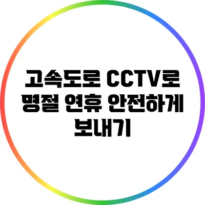 고속도로 CCTV로 명절 연휴 안전하게 보내기