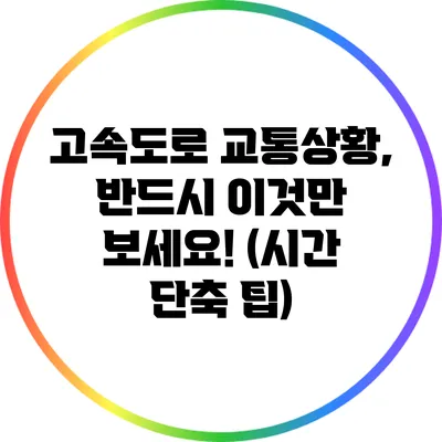 고속도로 교통상황, 반드시 이것만 보세요! (시간 단축 팁)