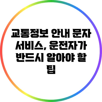 교통정보 안내 문자 서비스, 운전자가 반드시 알아야 할 팁