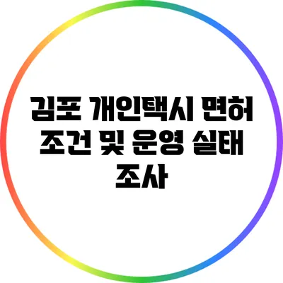 김포 개인택시 면허 조건 및 운영 실태 조사