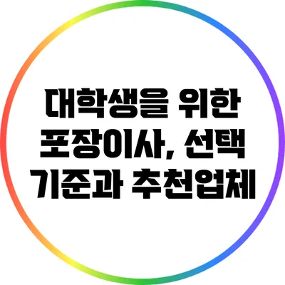 대학생을 위한 포장이사, 선택 기준과 추천업체