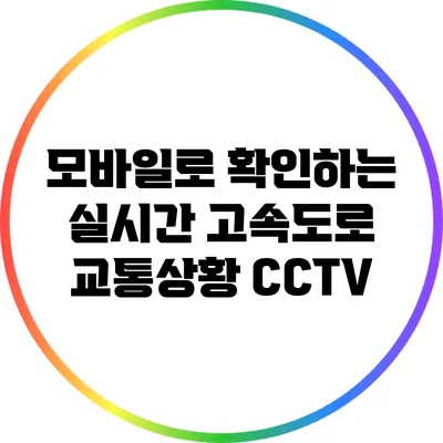 모바일로 확인하는 실시간 고속도로 교통상황 CCTV