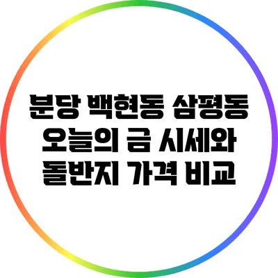 분당 백현동 삼평동 오늘의 금 시세와 돌반지 가격 비교