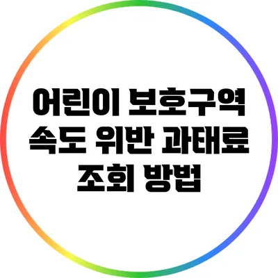 어린이 보호구역 속도 위반 과태료 조회 방법