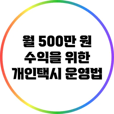 월 500만 원 수익을 위한 개인택시 운영법