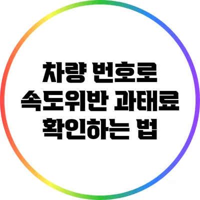 차량 번호로 속도위반 과태료 확인하는 법