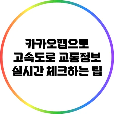 카카오맵으로 고속도로 교통정보 실시간 체크하는 팁