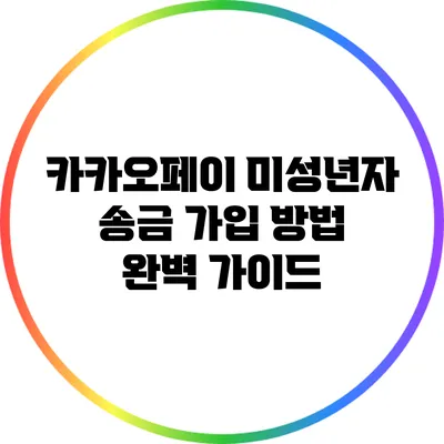 카카오페이 미성년자 송금 가입 방법 완벽 가이드