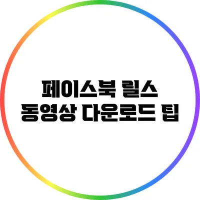 페이스북 릴스 동영상 다운로드 팁
