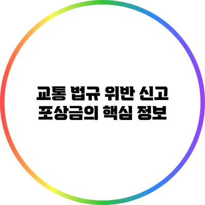 교통 법규 위반 신고 포상금의 핵심 정보