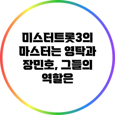 미스터트롯3의 마스터는 영탁과 장민호, 그들의 역할은?
