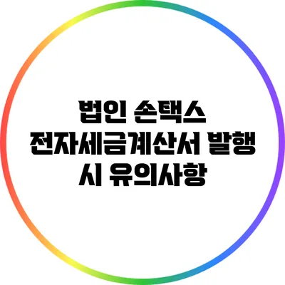 법인 손택스 전자세금계산서 발행 시 유의사항