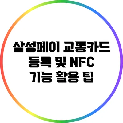 삼성페이 교통카드 등록 및 NFC 기능 활용 팁