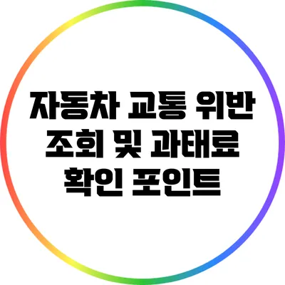 자동차 교통 위반 조회 및 과태료 확인 포인트