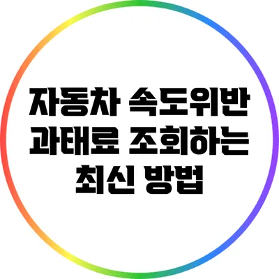 자동차 속도위반 과태료 조회하는 최신 방법