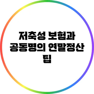 저축성 보험과 공동명의 연말정산 팁