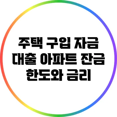 주택 구입 자금 대출: 아파트 잔금 한도와 금리