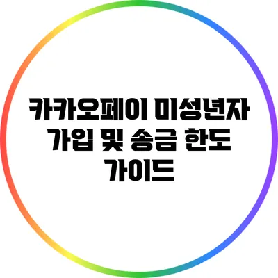 카카오페이 미성년자 가입 및 송금 한도 가이드