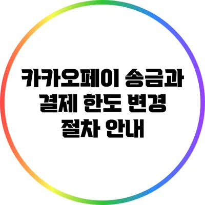 카카오페이 송금과 결제 한도 변경 절차 안내
