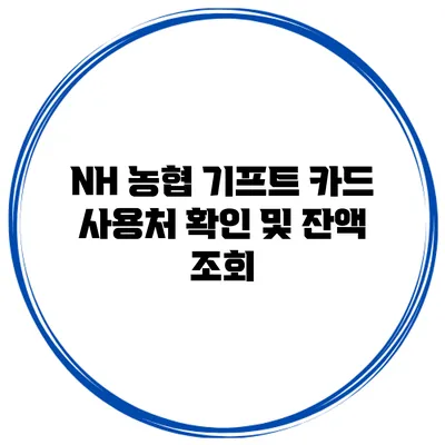 NH 농협 기프트 카드 사용처 확인 및 잔액 조회
