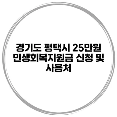 경기도 평택시 25만원 민생회복지원금 신청 및 사용처