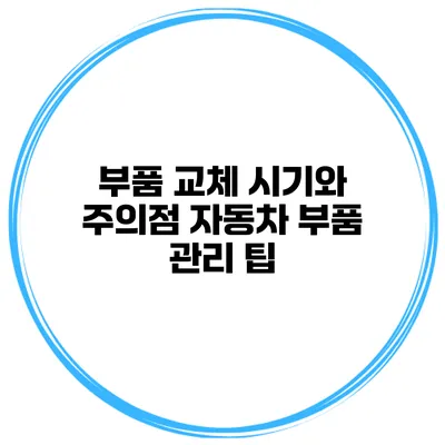 부품 교체 시기와 주의점 자동차 부품 관리 팁