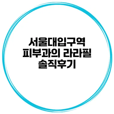 서울대입구역 피부과의 라라필 솔직후기