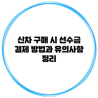 신차 구매 시 선수금 결제 방법과 유의사항 정리