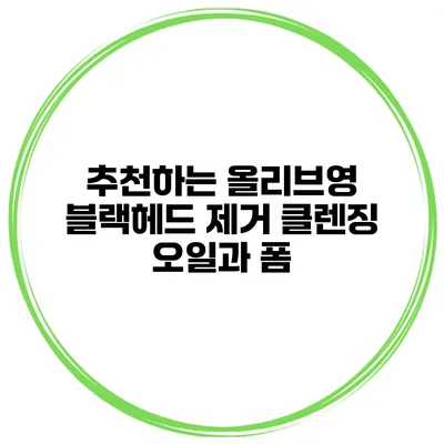 추천하는 올리브영 블랙헤드 제거 클렌징 오일과 폼