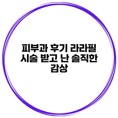 피부과 후기 라라필 시술 받고 난 솔직한 감상