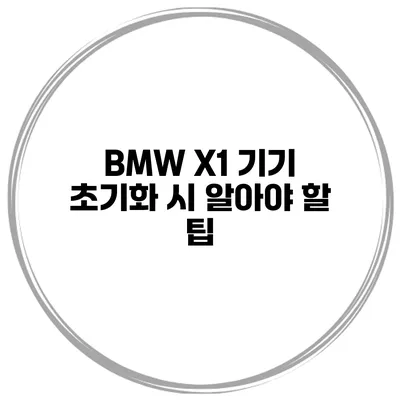 BMW X1 기기 초기화 시 알아야 할 팁