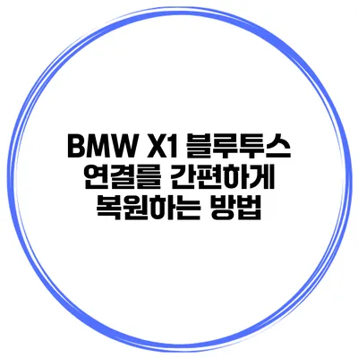 BMW X1 블루투스 연결를 간편하게 복원하는 방법