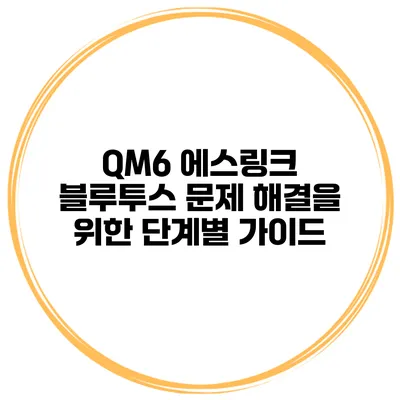 QM6 에스링크 블루투스 문제 해결을 위한 단계별 가이드