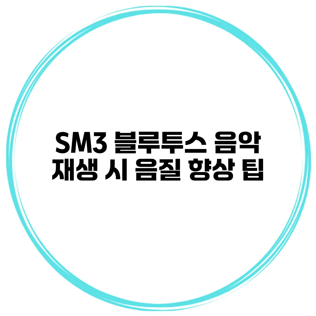 SM3 블루투스 음악 재생 시 음질 향상 팁