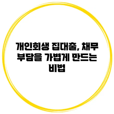 개인회생 집대출, 채무 부담을 가볍게 만드는 비법