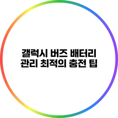 갤럭시 버즈 배터리 관리 최적의 충전 팁