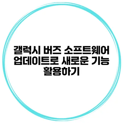 갤럭시 버즈 소프트웨어 업데이트로 새로운 기능 활용하기