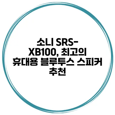 소니 SRS-XB100, 최고의 휴대용 블루투스 스피커 추천
