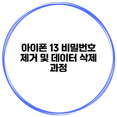 아이폰 13 비밀번호 제거 및 데이터 삭제 과정