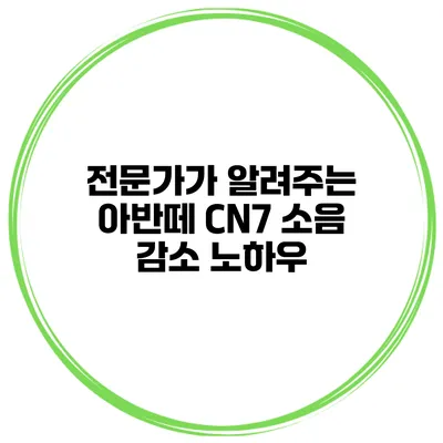 전문가가 알려주는 아반떼 CN7 소음 감소 노하우