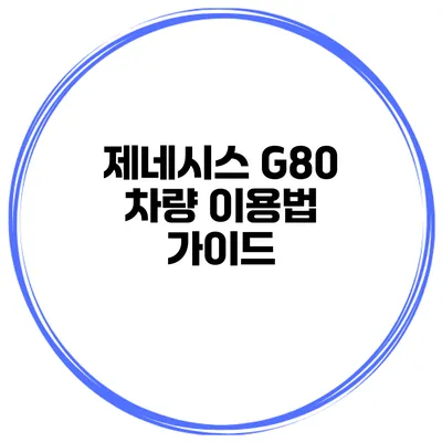제네시스 G80 차량 이용법 가이드