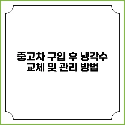 중고차 구입 후 냉각수 교체 및 관리 방법