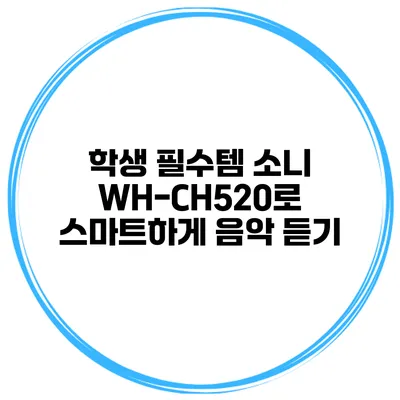 학생 필수템 소니 WH-CH520로 스마트하게 음악 듣기